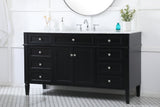 Home Living Vanity with Carrara White Marble Countertop, Black, 60", Single Sink