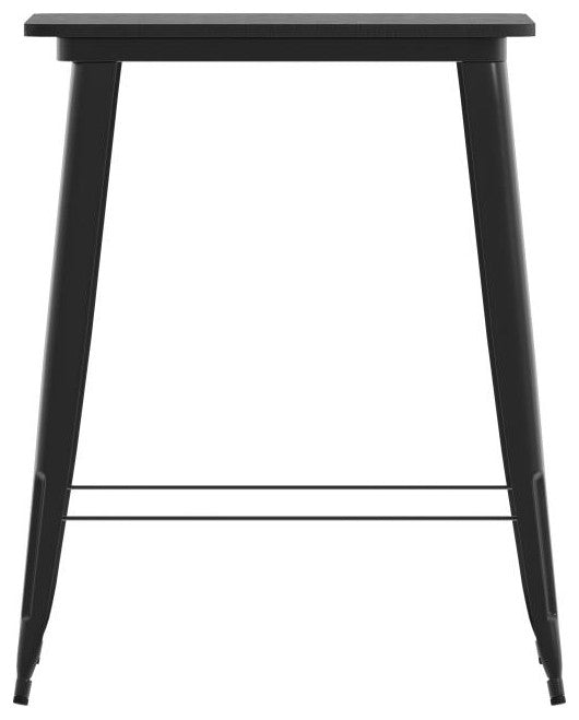 Declan Commercial Indoor/Outdoor Bar Top Square Table, 31.5", Black
