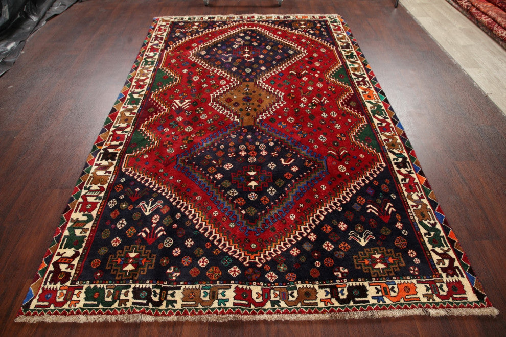 Abadeh Oriental Traditional Hand-Knotted Persian Area Rug, Blue, 9'4"x5'10