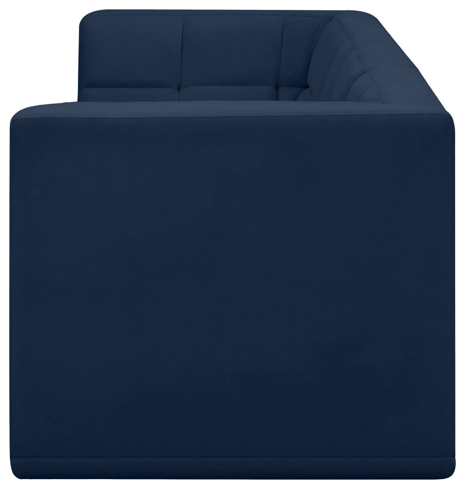 Relax Velvet Upholstered 4-Piece Modular Sofa, Navy