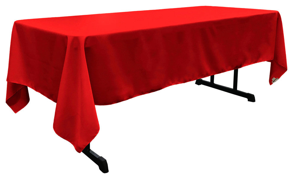 LA Linen Polyester Poplin Rectangular Tablecloth, 60"x126", Red