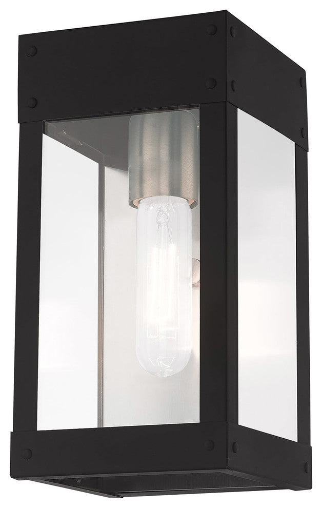 Contemporary Outdoor Wall Lantern, Black