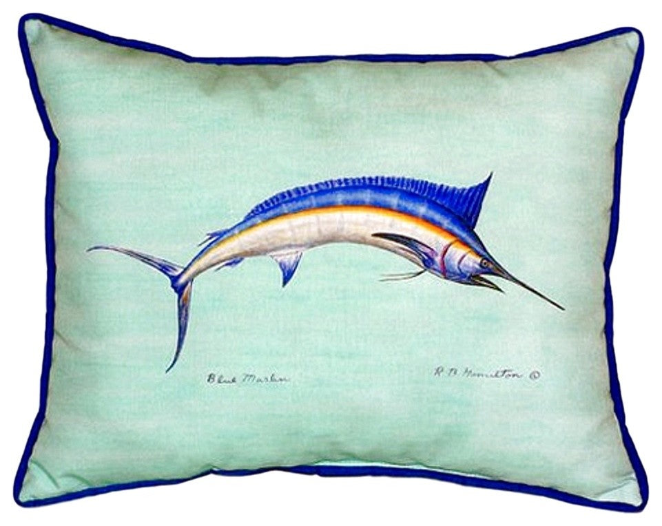 Blue Marlin - Teal Small Indoor/Outdoor Pillow 11x14 - Set of Two