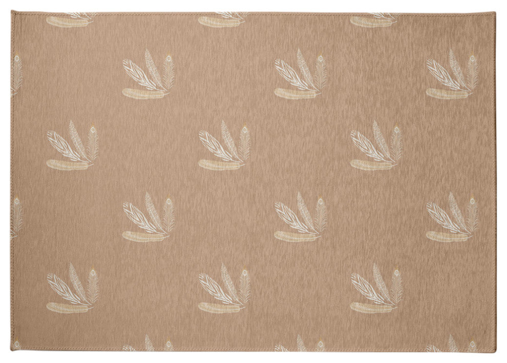 Feather Pattern Spring Chenille Rug, Brown, 5'x7'