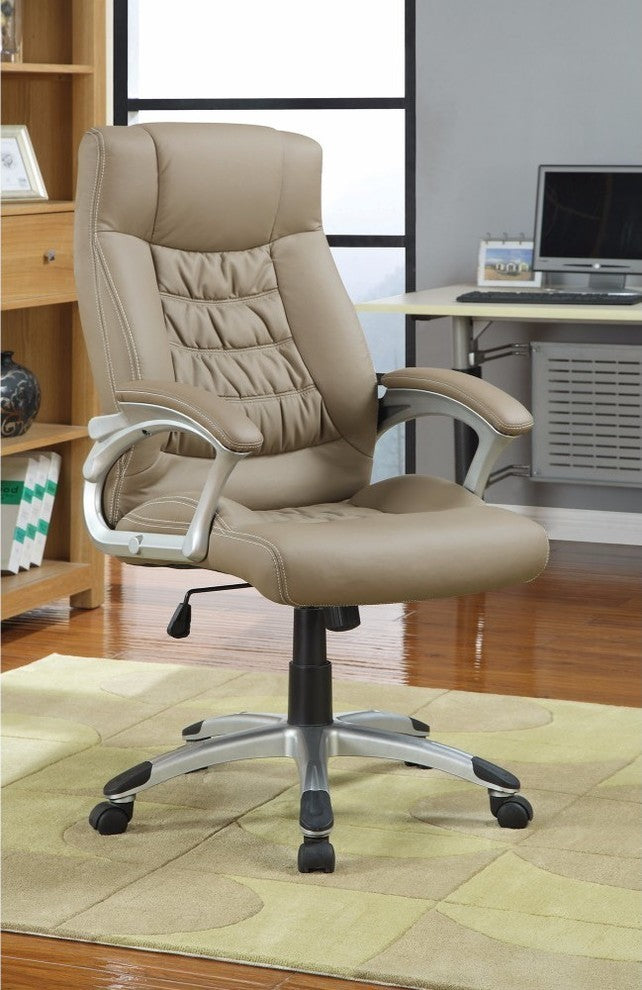 Leather Faced Executive High-Back Chair, Beige