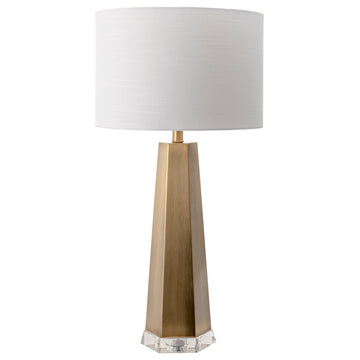 Nuloom 30" Ombre Metal Obelisk Linen Shade Brass Table Lamp