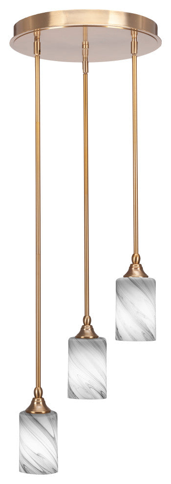 Empire 3-Light Cluster Pendalier, New Age Brass/Onyx Swirl