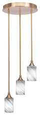 Empire 3-Light Cluster Pendalier, New Age Brass/Onyx Swirl