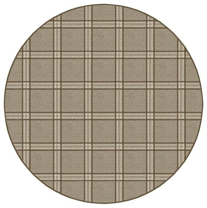 Coir Herrington Plaid Area Rug Milliken Tactesse Nylon, RND 7'