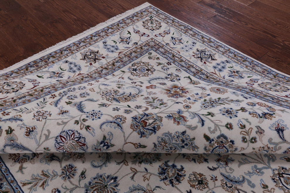 Persian Nain Wool and Silk Hand-Knotted Rug 7' 11" X 10' 4" Q9306