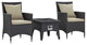 Convene 3 Piece Set Outdoor Patio with Fire Pit Espresso Beige