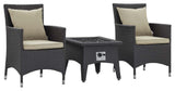 Convene 3 Piece Set Outdoor Patio with Fire Pit Espresso Beige
