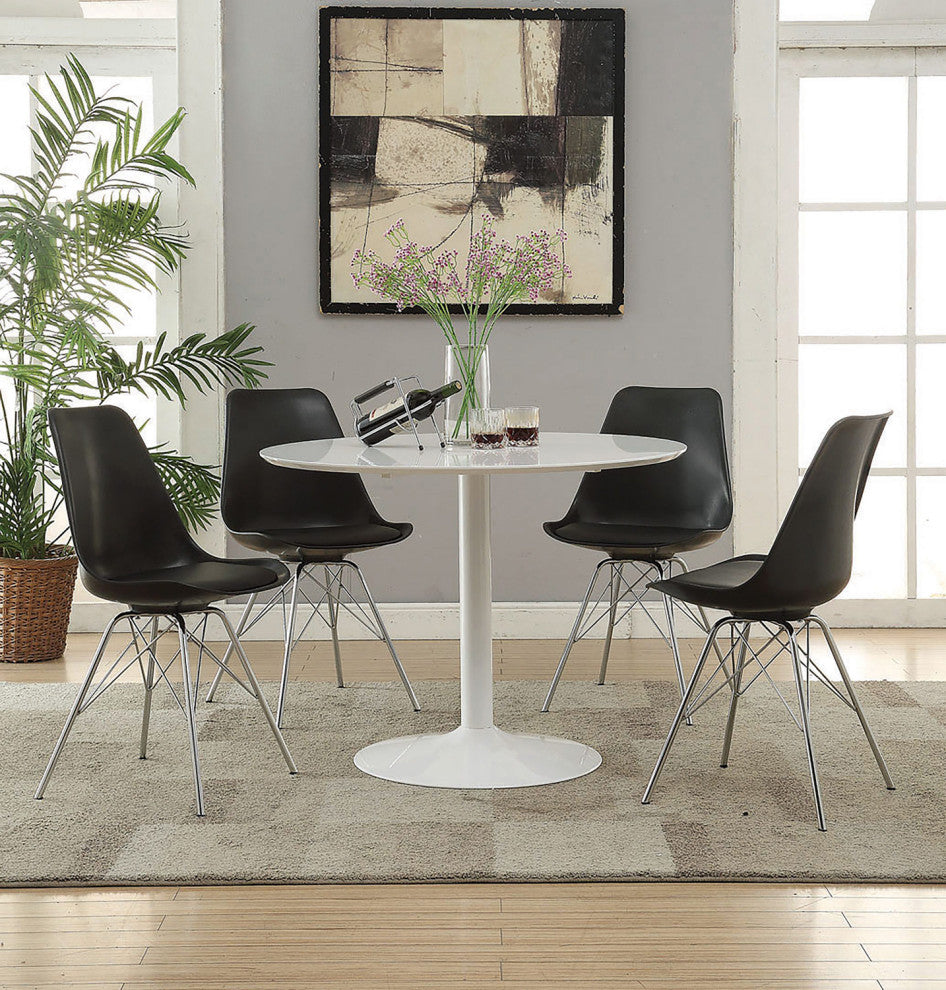 Metal Round Dining Table, White