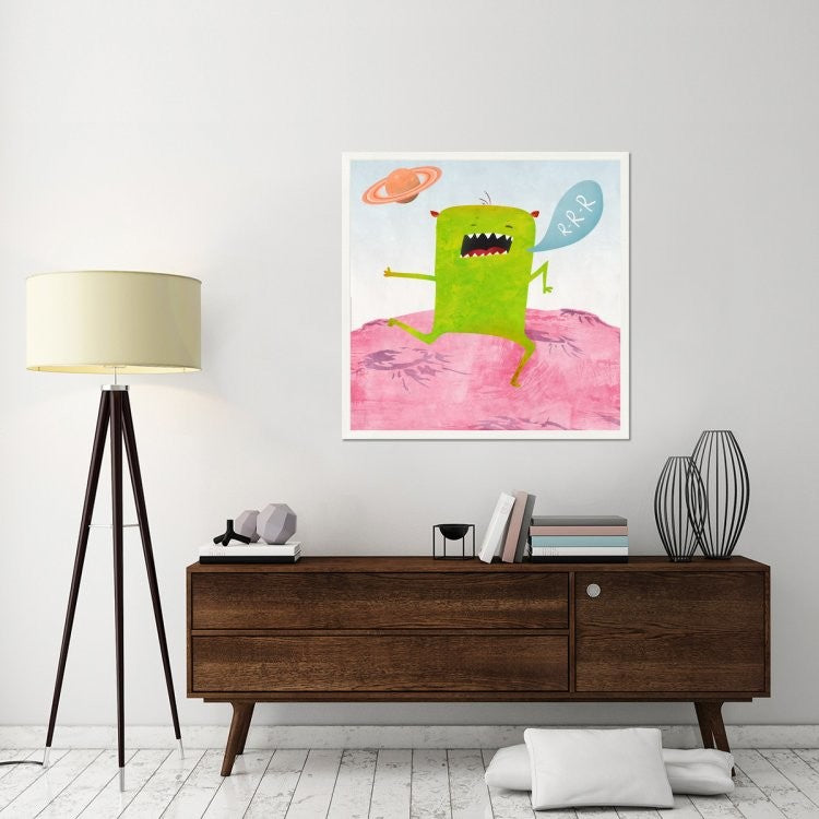 "Alien Friend Number 1" Framed Canvas Giclee by Skip Teller, 43x43"