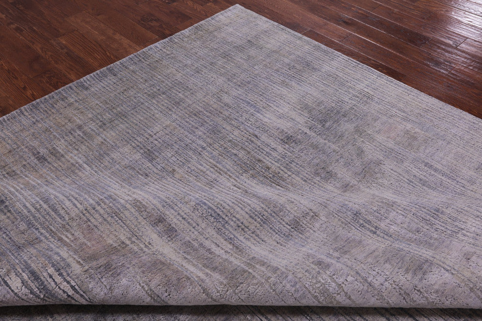 Abstract Wool and Silk Hand Knotted Rug 8' 11" X 11' 11" Q9043