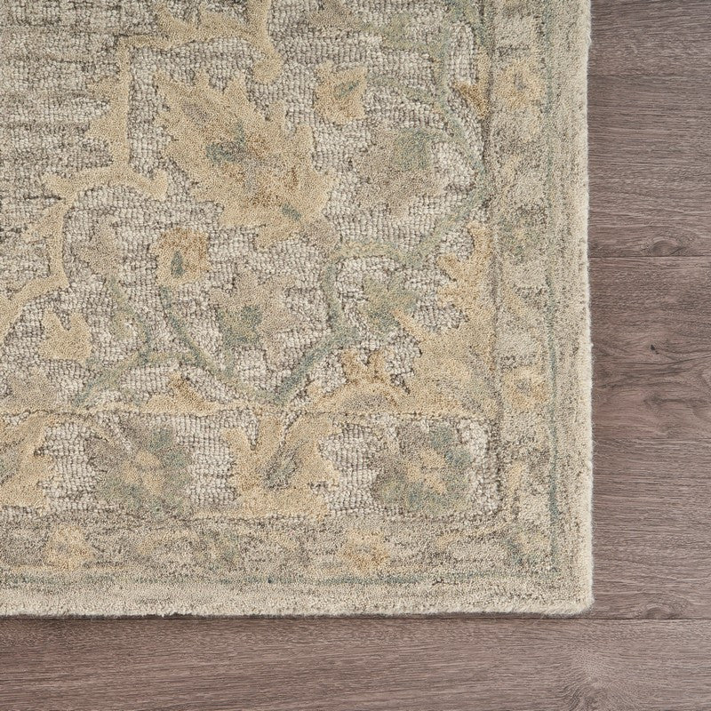 8" x 10" Beige Distressed Floral Area Rug
