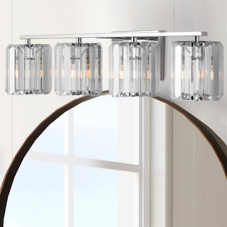 Coco Prism Vintage Metal/Glass Glam LED Vanity Light, Width: 29.75"
