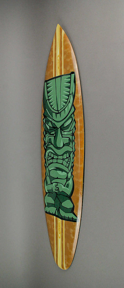 Set of 2 Colorful 40" Wooden Tropical Tiki Idol Surfboard Wall Hangings