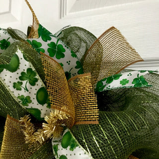 Lucky Shamrock St Patrick's Day Wreath Handmade Deco Mesh