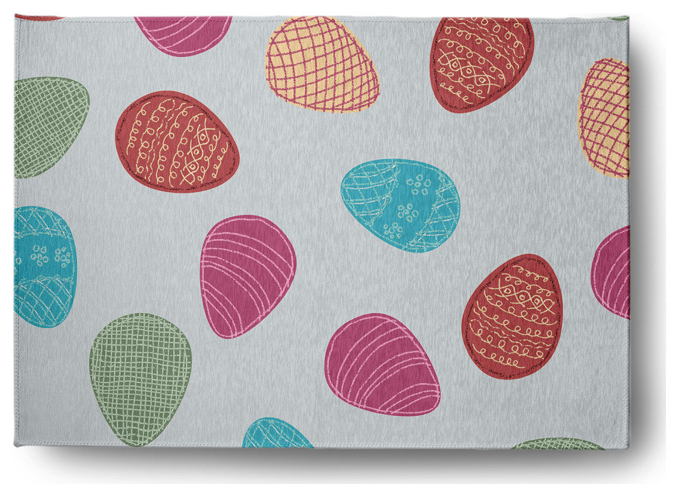 Egg Hunt Easter Chenille Rug, Etched Glass Gray, 5'x7'