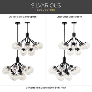 Silvarious 16.5" 3 Light Convertible Pendant, Black, Clear Glass