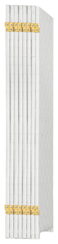 4 ft. Short Woven Fiber Outdoor All Weather Room Divider 8 Panel White
