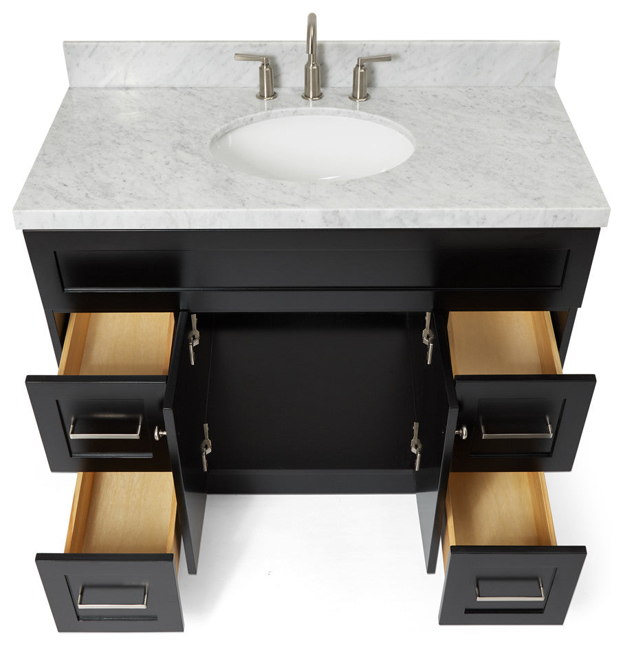 Ariel Hamlet 43" Oval Sink Bath Vanity, 1.5" Carrara Marble