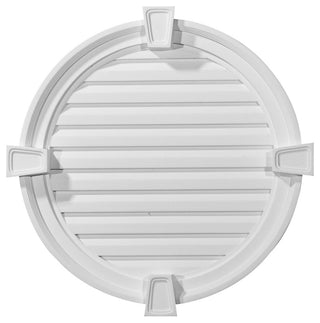 24"W x 24"H x 2 1/8"P Round Gable Vent with Keystones, Functional