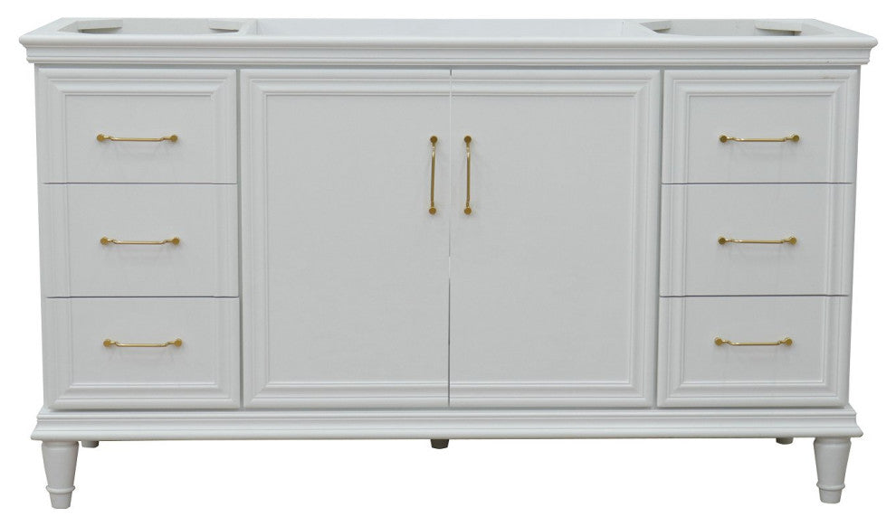 60" Single Vanity, White Finish, Cabinet Only