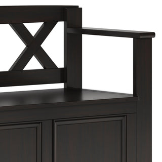 Amherst Solid Wood Small Entryway Storage Bench, Hickory Brown