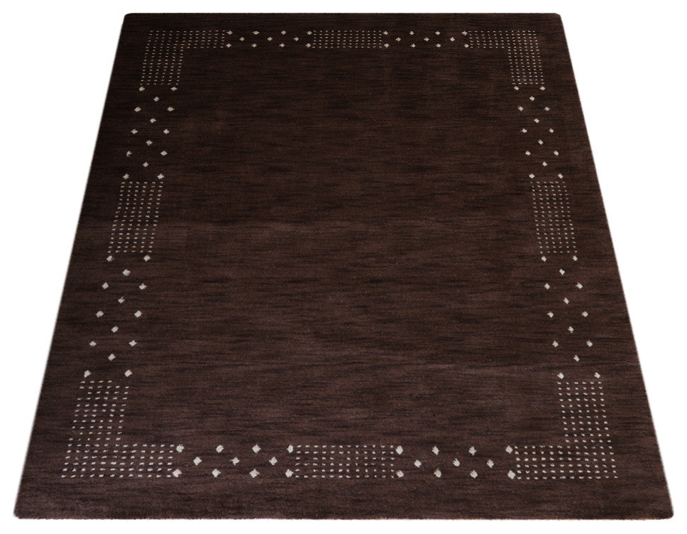 HAND KNOTTED LOOM WOOL ECO-FRIENDLY AREA RUGS - Rectangle, Brown, Contemporary