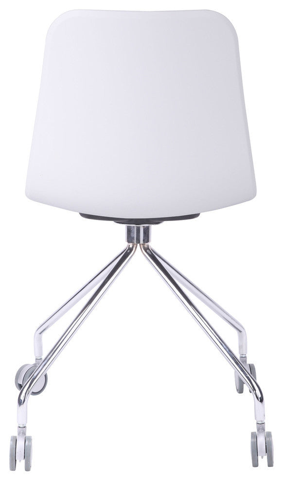 Hebe Series Office Chairs Molded Seat With Chrome Wheel Leg, Set of 2, White