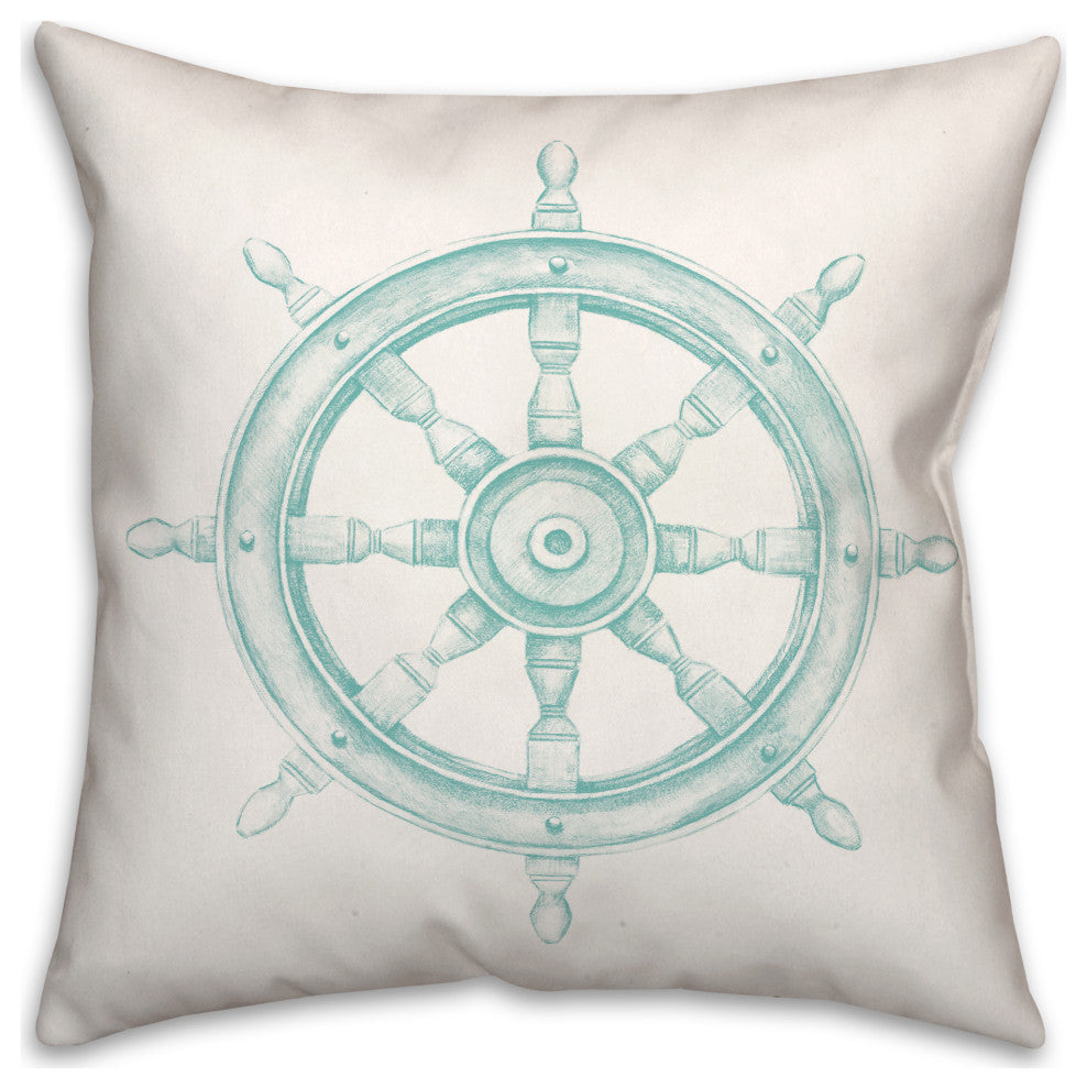 Boat Wheel Teal 18x18 Pillow