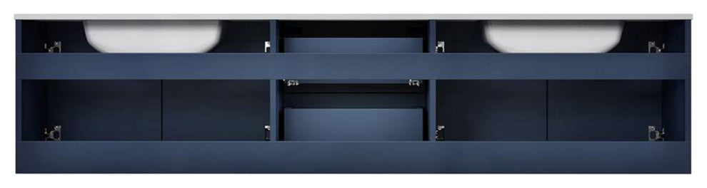 Geneva Transitional Navy Blue 80" Double Vanity Set