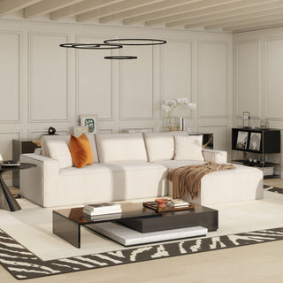 Brenley 110.5" L-Shaped Sofa-in-a-Box Sectional, Beige, Right-Arm Facing