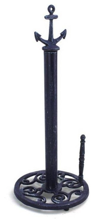 Rustic Dark Blue Cast Iron Anchor Paper Towel Holder 16'', Beach Decoration