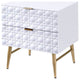 Two Drawers Wooden Nightstand with Textured Front Panel and Tapered Legs, White