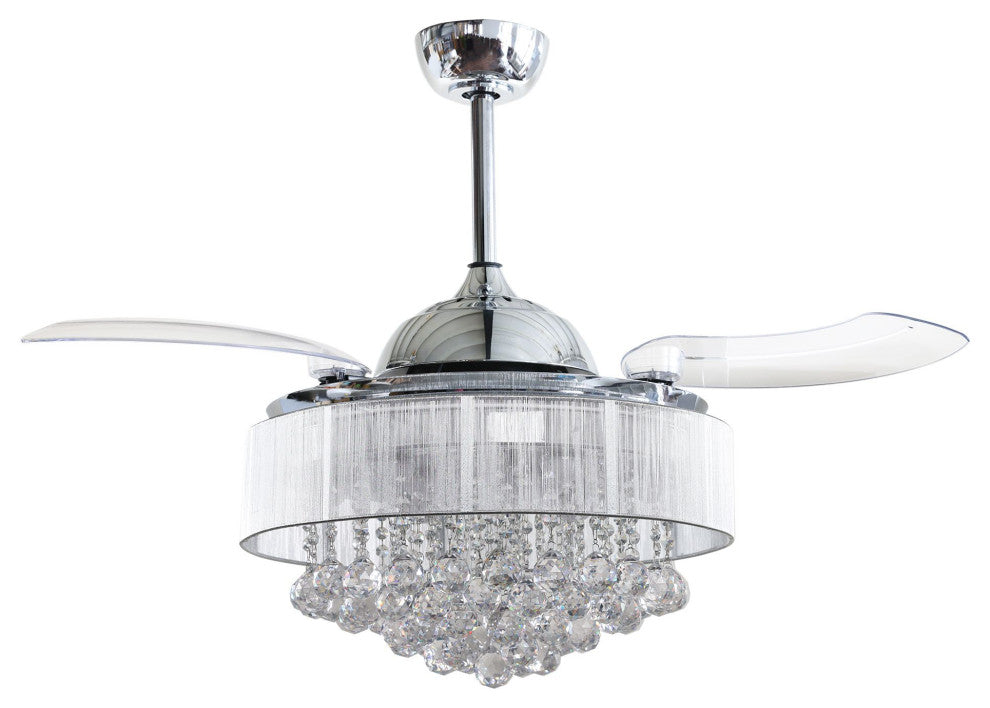 42 in LED Indoor Chrome Smart Crystal Ceiling Fan with Light and Remote