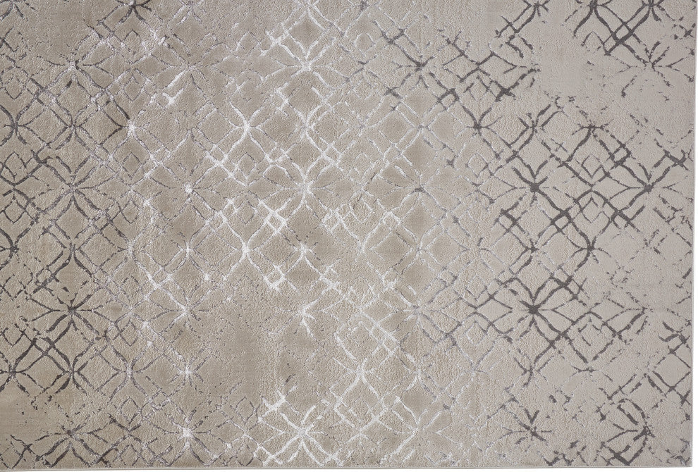 Weave & Wander Orin Modern Metallic Trellis Rug, Silver/Gray, 10'x13'2"
