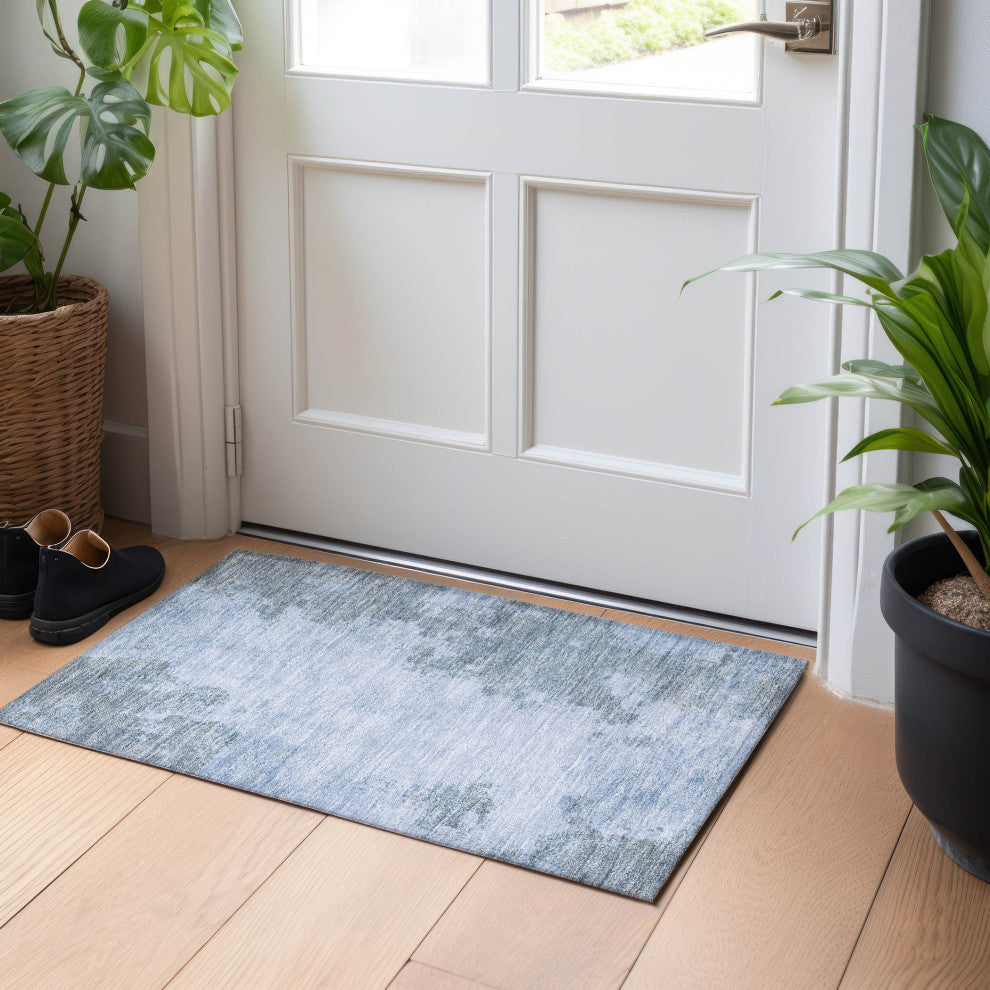 Machine Washable Indoor/Outdoor Chantille ACN1902 Blue 1'8" x 2'6" Rug