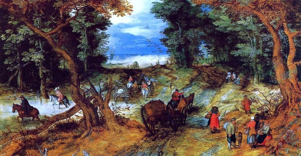 The Elder Jan Bruegel Forest Landscape With Travellers Wall Decal