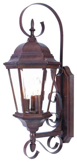 Three Light Dark Brown Swing Arm Lantern Wall Light