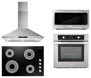 4 Piece, 30" Cooktop 30" Wall Mount Range Hood 24" Wall Oven & 24.4" Microwave