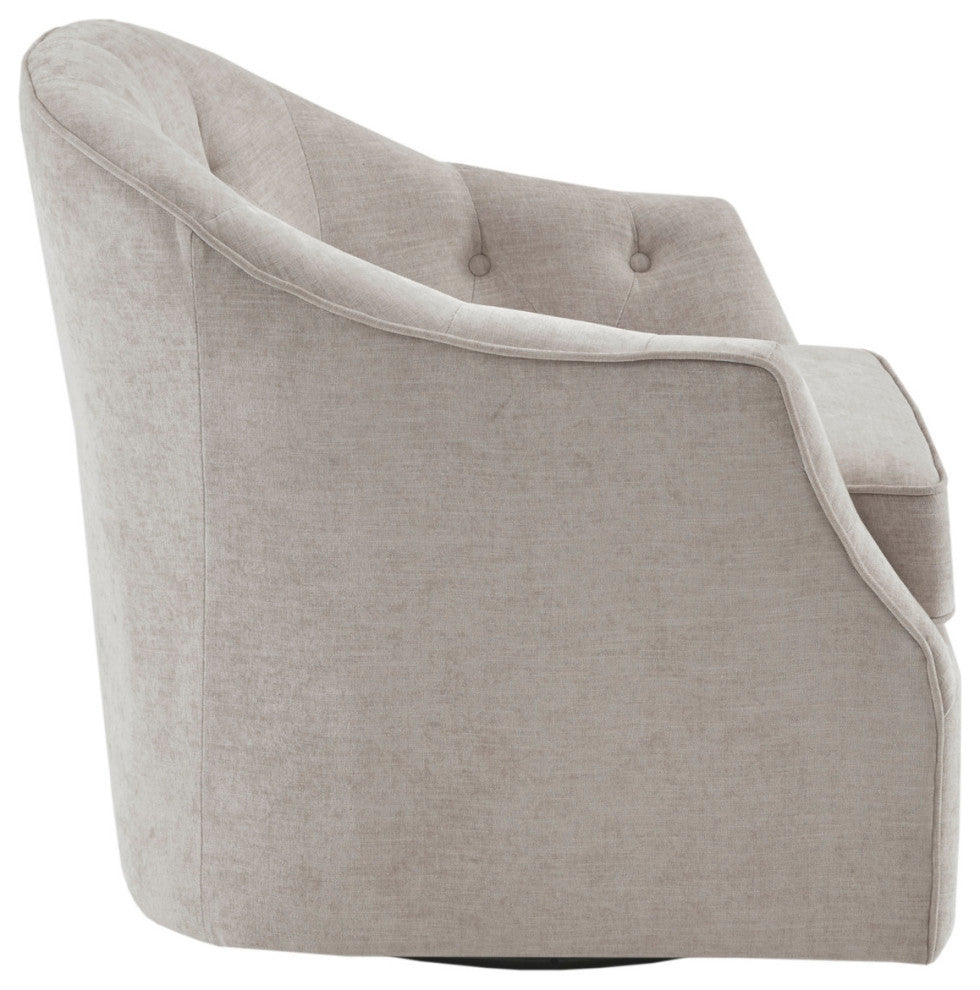 Madison Park Calvin Curved Wide Back Swivel Accent Chair, Ivory