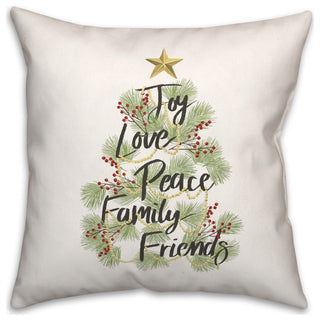 Christmas Tree Words Script 2 18x18 Spun Poly Pillow