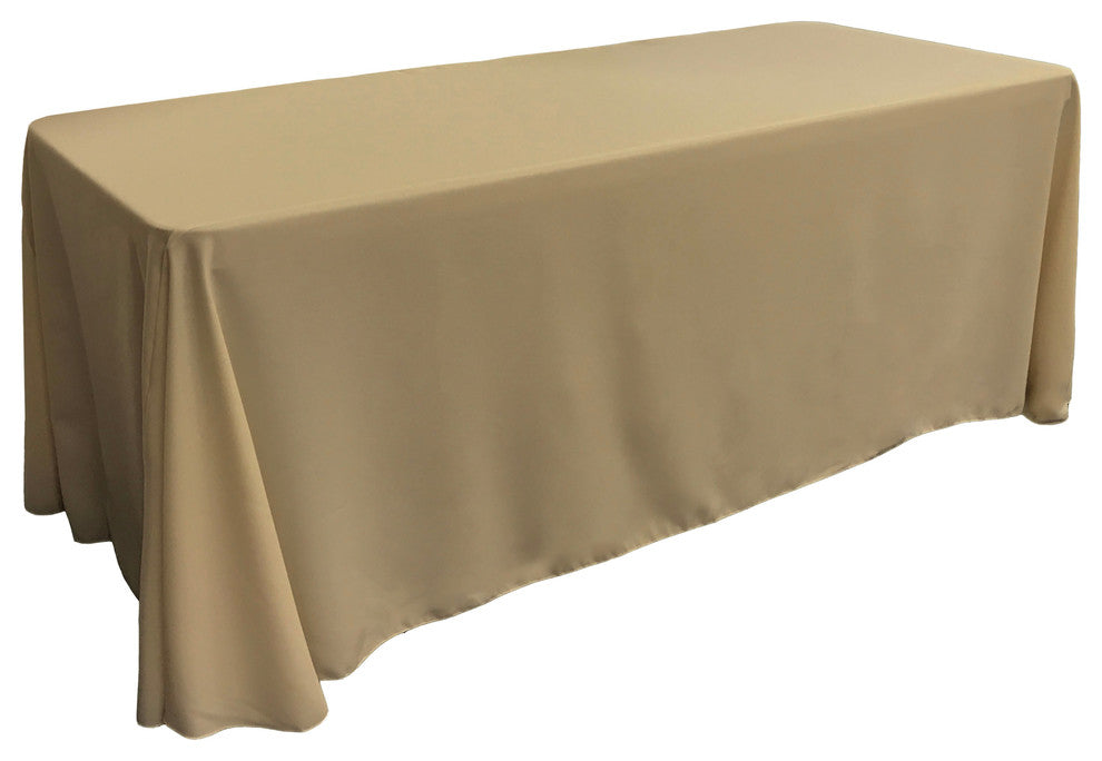 LA Linen Rectangular  Polyester Poplin Tablecloth, Taupe, 90"x132"