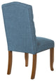 Jessica Tufted Dining Chair, Navy Fabric With Bronze Nailheads and Coffee Legs, Navy
