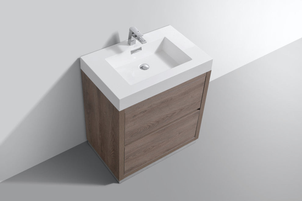 Bliss 30" Free Standing Bathroom Vanity, Butternut