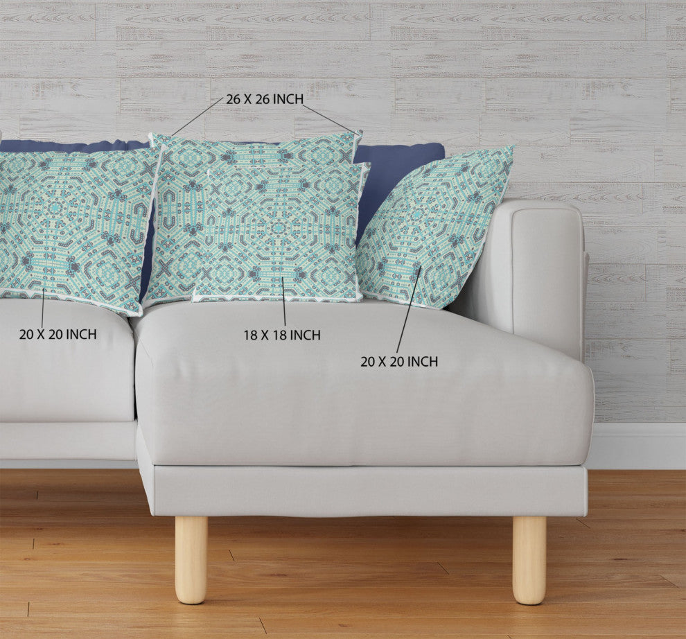 26 Aqua Geostar Indoor Outdoor Throw Pillow