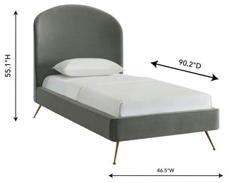 TOV Furniture Vivi Grey Velvet Bed in Twin